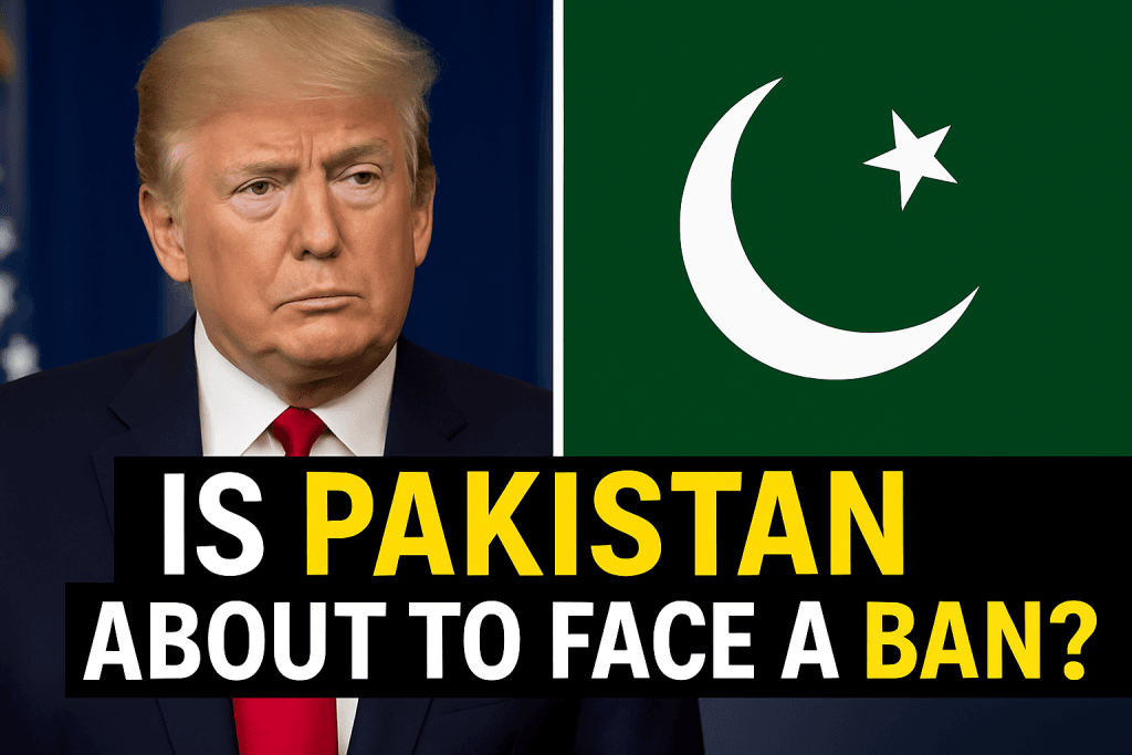 U.S. visa stamp on passport with Pakistani flag in background